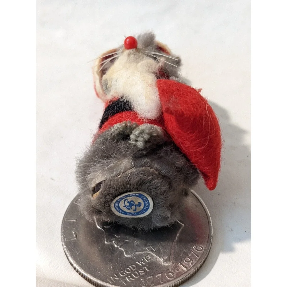 Original Toy Fur Collectible‎ Mouse West Germany Santa St Nick Christmas Red